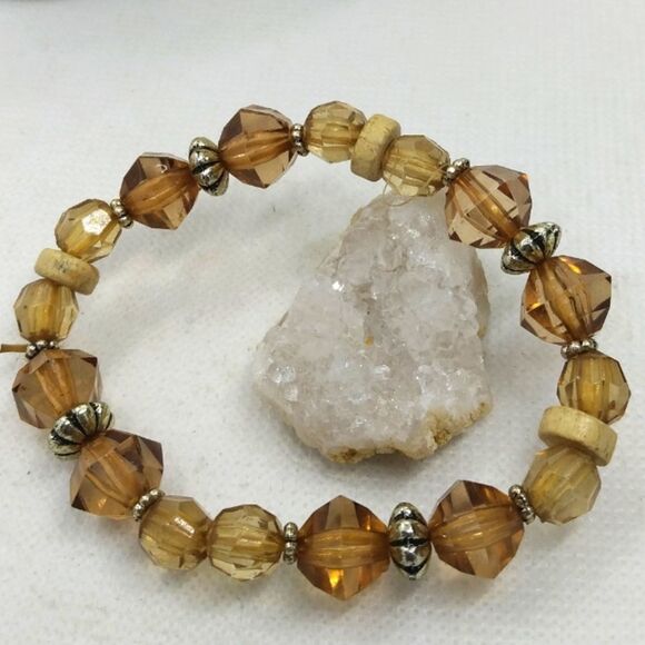 Healing Champagne sparkle crystal beaded bracelet‎ - Picture 1 of 2